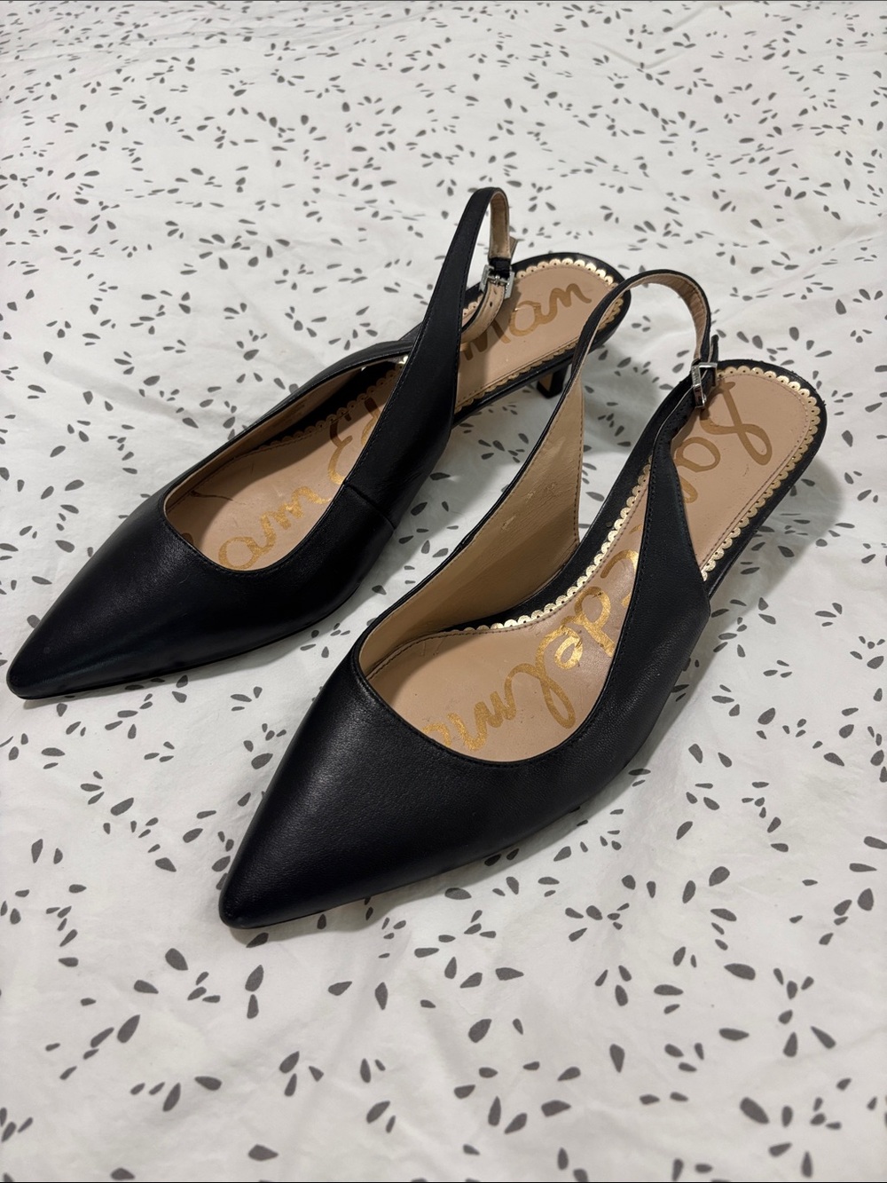 Sam Edelman Black Pointed Slingback kitten heels
